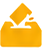 Gold ballot box and hand placing a ballot into it for advance voting.