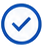 Blue outlined circle containing a checkmark, used for Election Day completion.