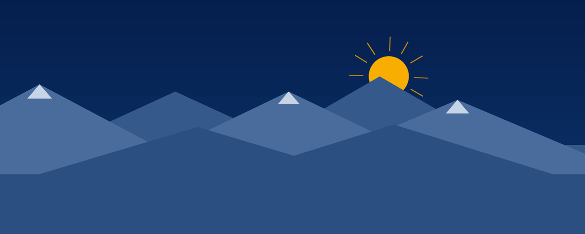 Illustrated Alberta Tomorrow banner with layered blue mountains and a golden rising sun.