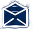Large custom white outlined envelope icon used in the newsletter signup banner.