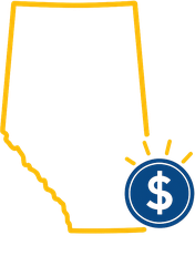 Golden outline illustration of a folded document with radiating accent lines and a navy circular dollar coin.